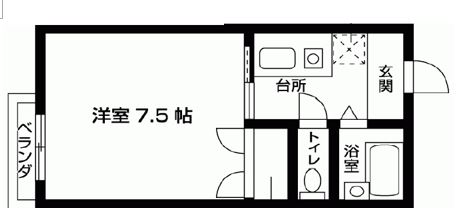 1番館1K間取り203, 206